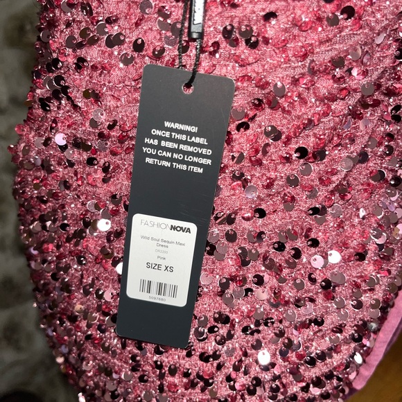 Fashion Nova Pink Sequin Backless Dress - Picture 2 of 5